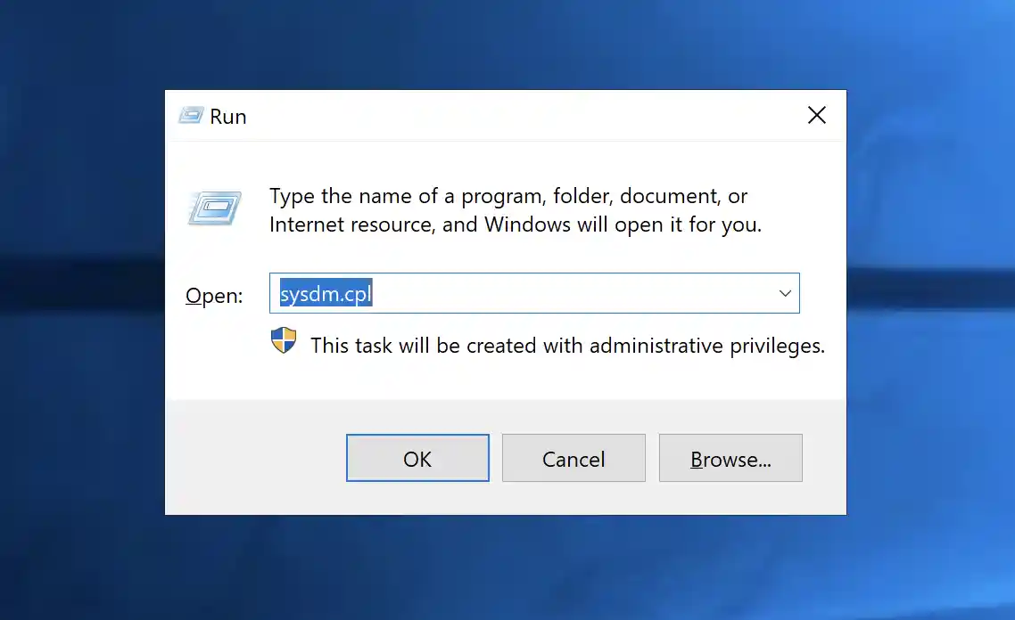 Run dialog box